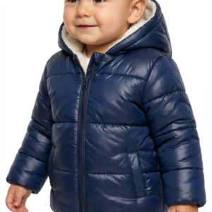Kapşonlu erkek bebek mont 0-2 yaş lacivert kışlık mont