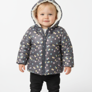 bebek mont 0-2 yaş kapşonlu desenli kışlık bebek mont sıcak tutan