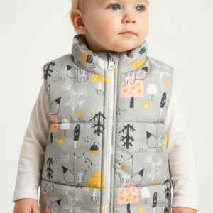 bebek mont 0-2 yaş kapşonlu gri desenli kışlık bebek mont sıcak tutan